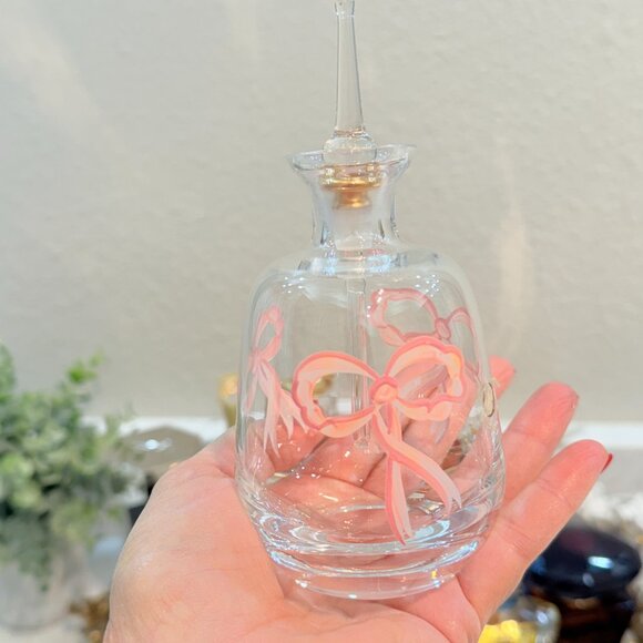 Vintage Hungarian Perfume Bottle with Glass Dauber and Pink Bows - Picture 12 of 13